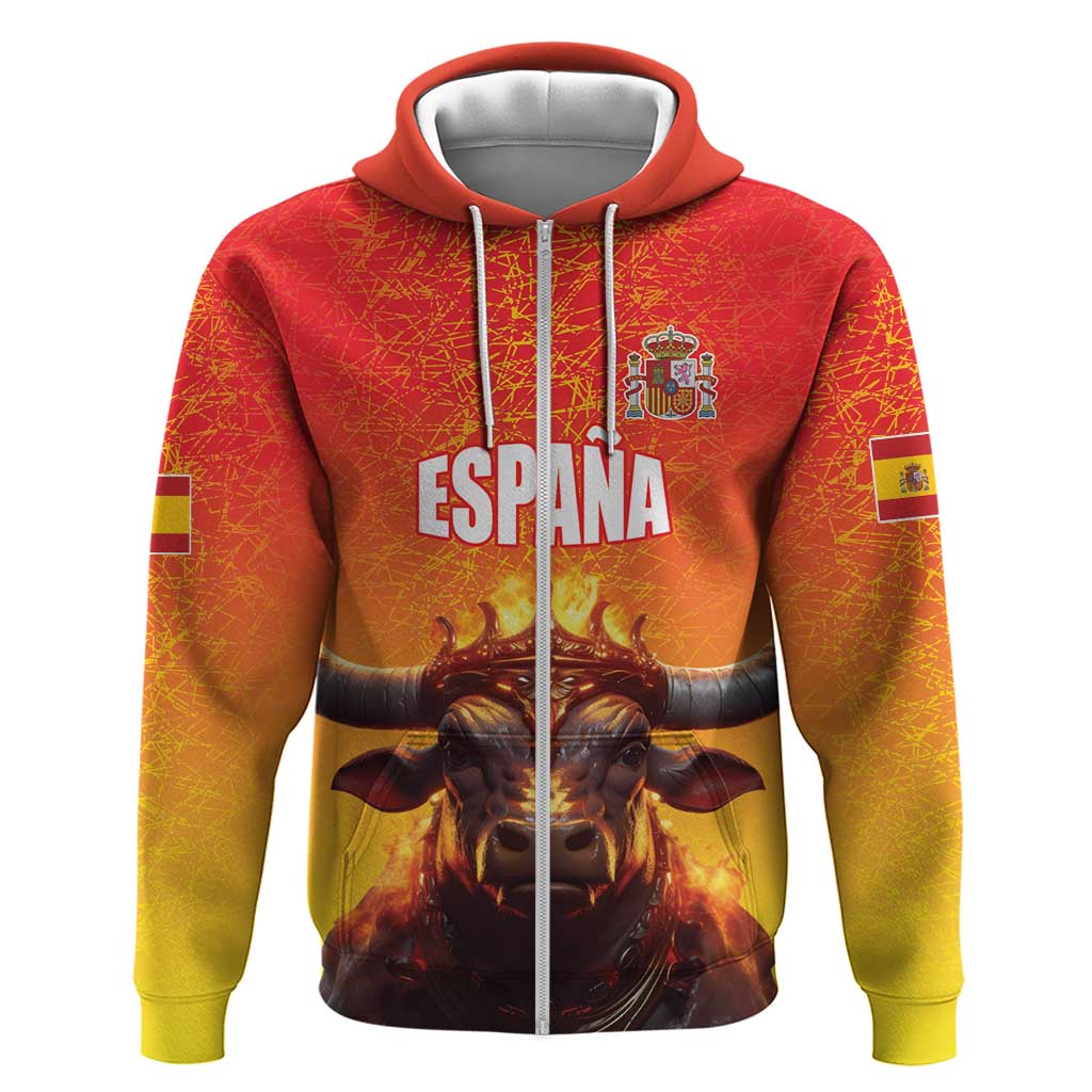 Personalized Spain Bull with Crown Hoodie Espana Flag with Coat of Arms LT17