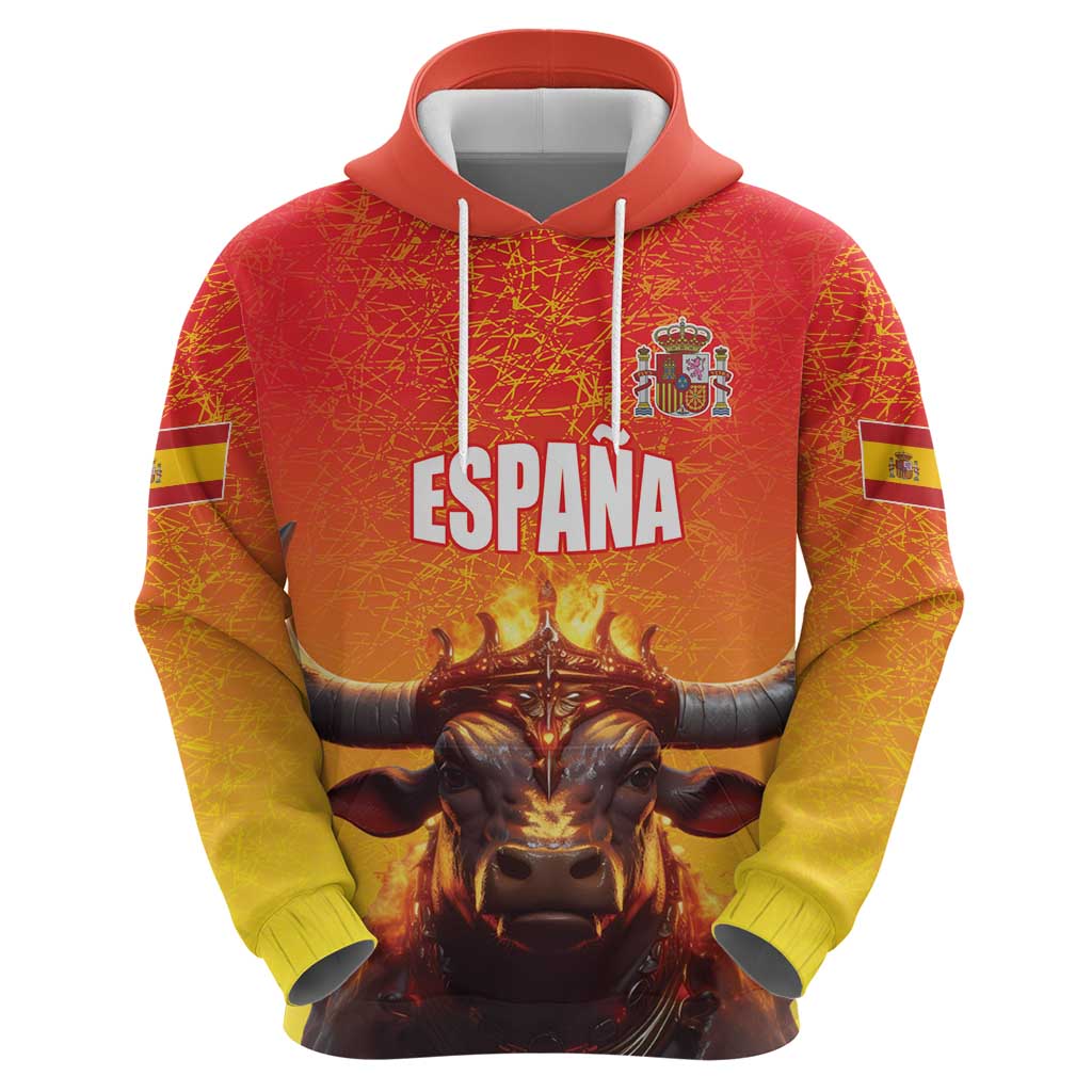 Personalized Spain Bull with Crown Hoodie Espana Flag with Coat of Arms LT17