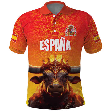 Personalized Spain Bull with Crown Polo Shirt Espana Flag with Coat of Arms LT17