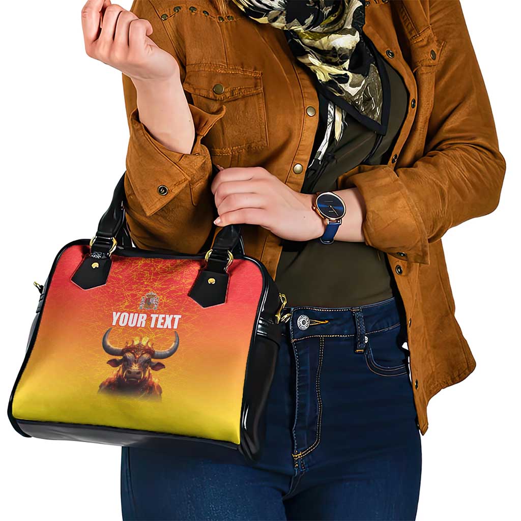 Personalized Spain Bull with Crown Shoulder Handbag Espana Flag with Coat of Arms LT17