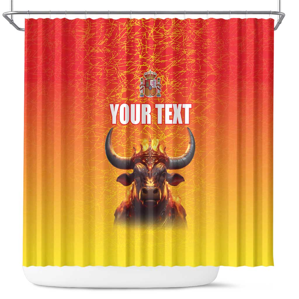 Personalized Spain Bull with Crown Shower Curtain Espana Flag with Coat of Arms LT17