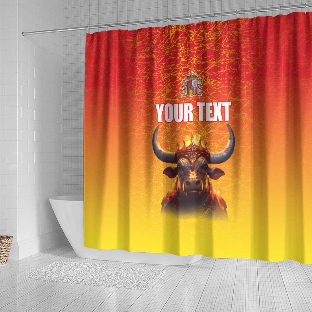 Personalized Spain Bull with Crown Shower Curtain Espana Flag with Coat of Arms LT17