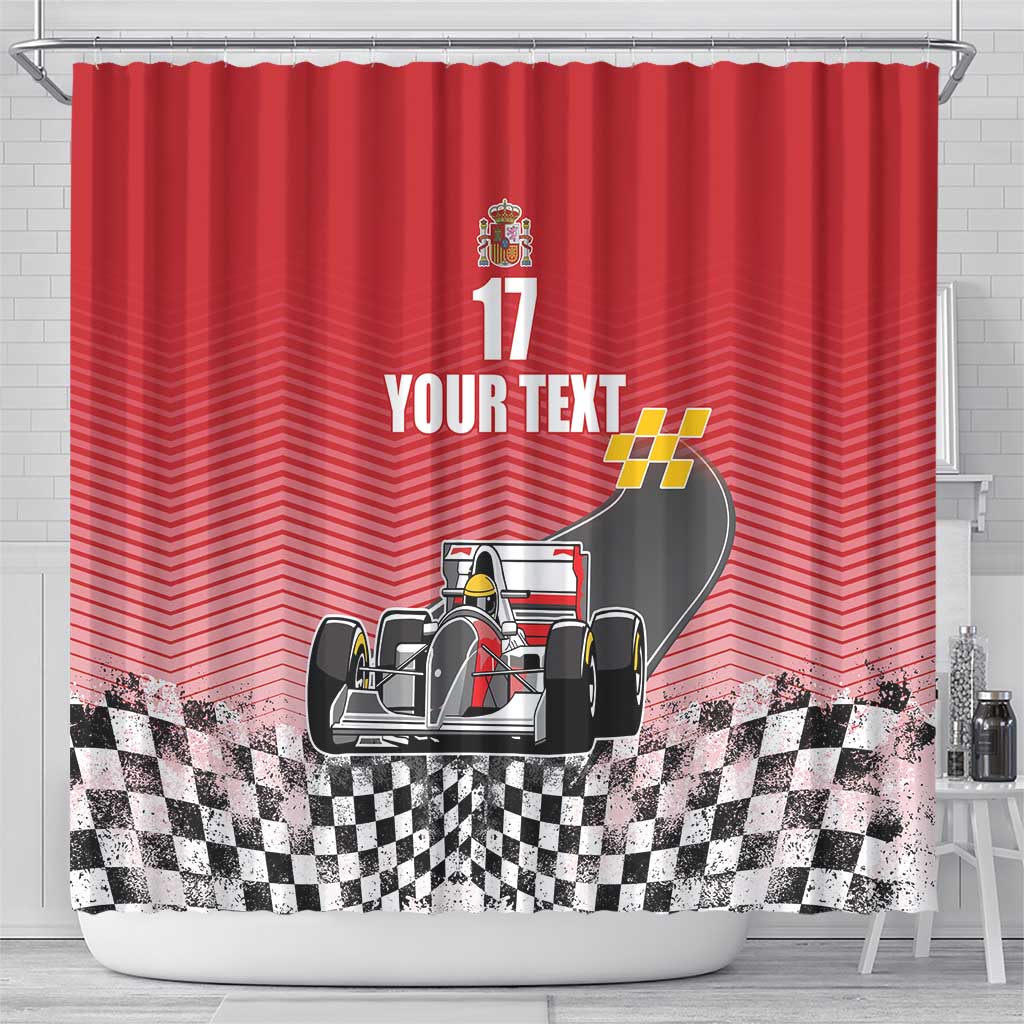 Custom Spain Formula One Shower Curtain Motorsport with Flag F1 World Championship LT17