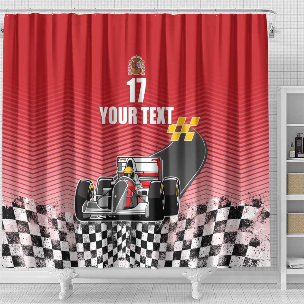 Custom Spain Formula One Shower Curtain Motorsport with Flag F1 World Championship LT17