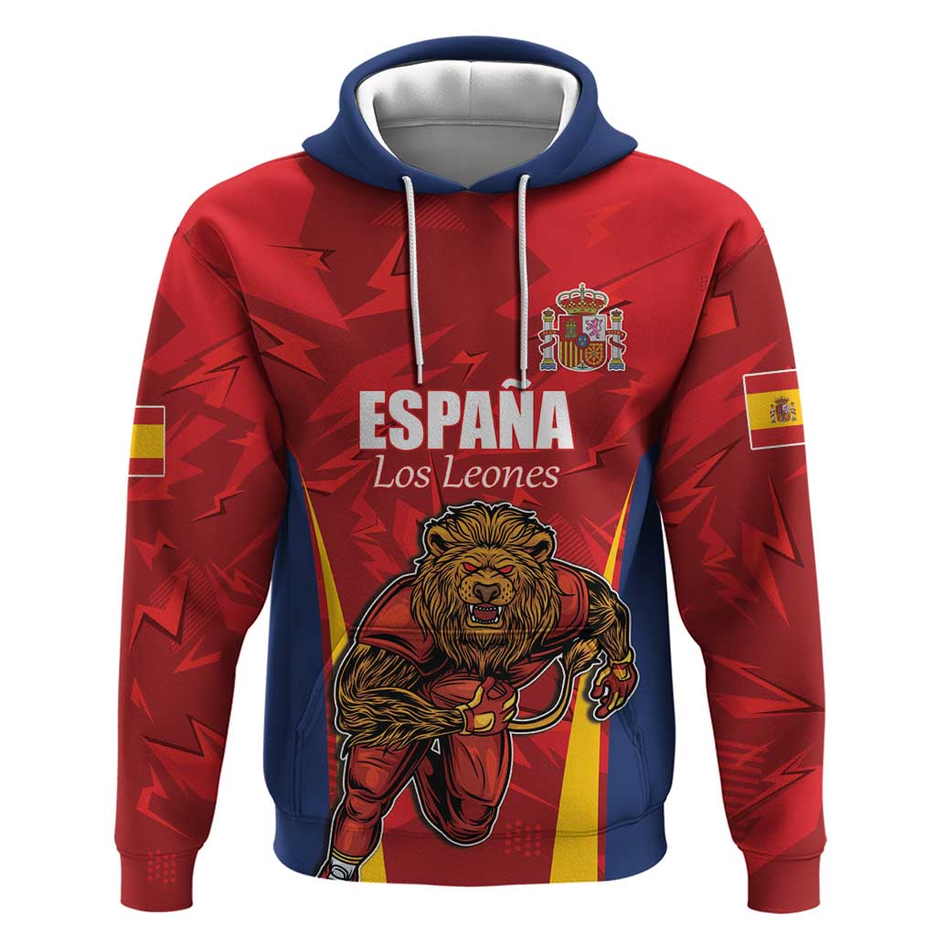 Custom Espana Rugby Spain Hoodie Lion Mascot Come on Los Leones Red Style LT17