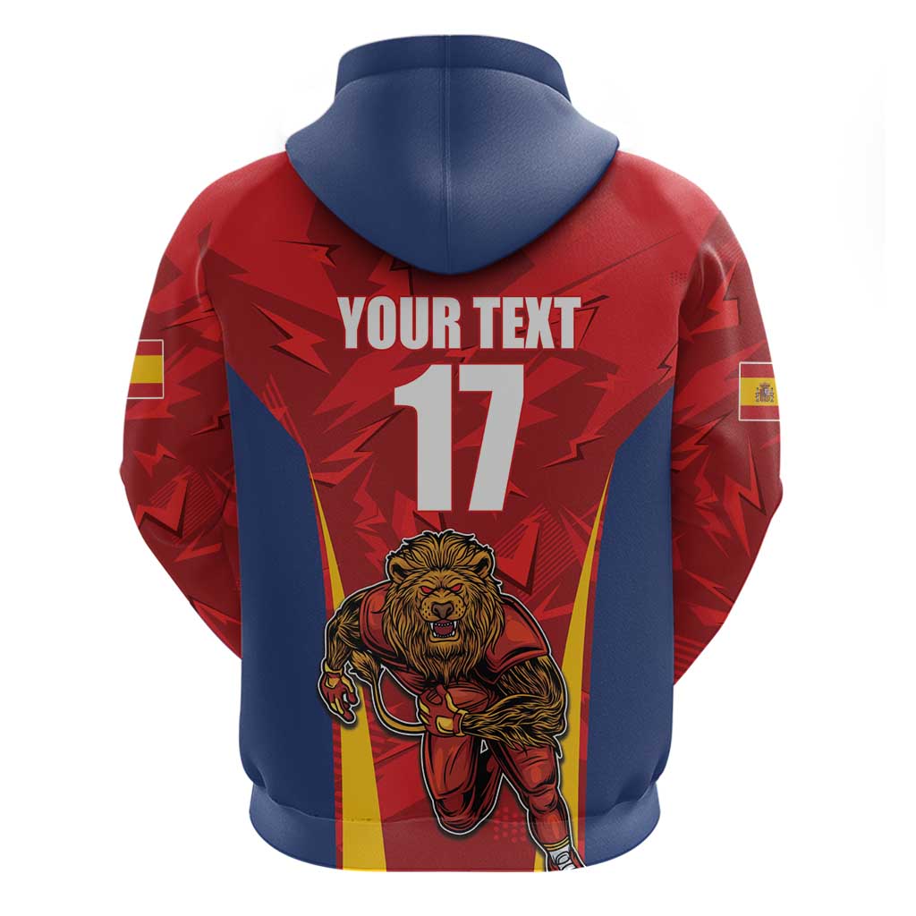 Custom Espana Rugby Spain Hoodie Lion Mascot Come on Los Leones Red Style LT17