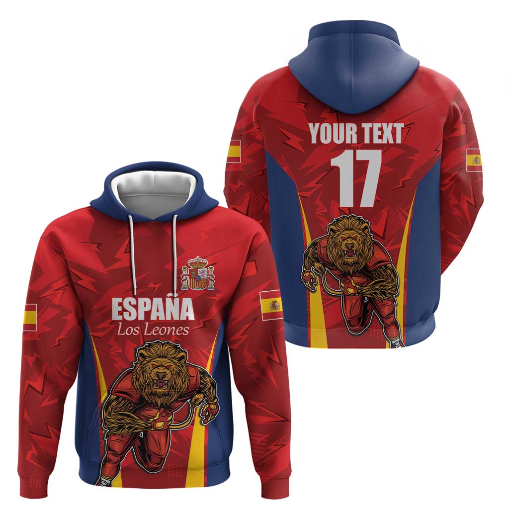 Custom Espana Rugby Spain Hoodie Lion Mascot Come on Los Leones Red Style LT17