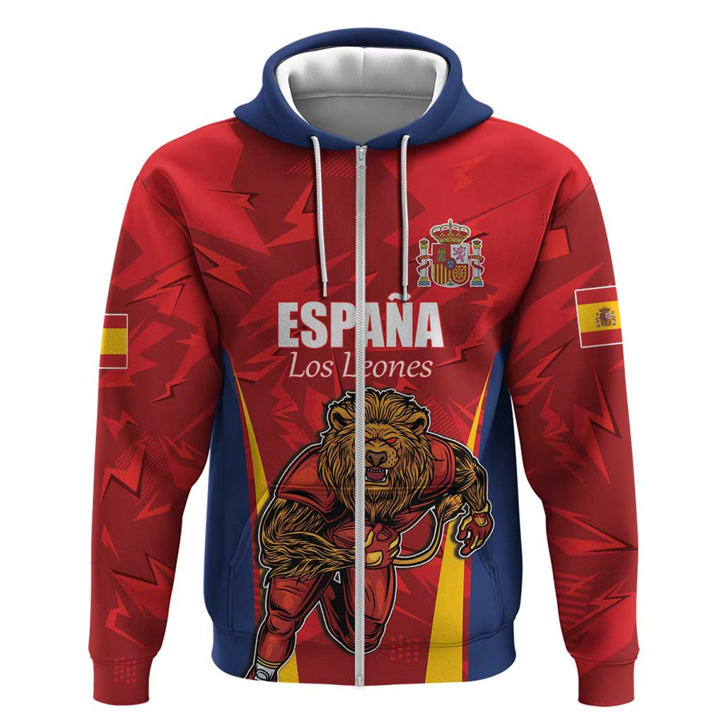 Custom Espana Rugby Spain Hoodie Lion Mascot Come on Los Leones Red Style LT17