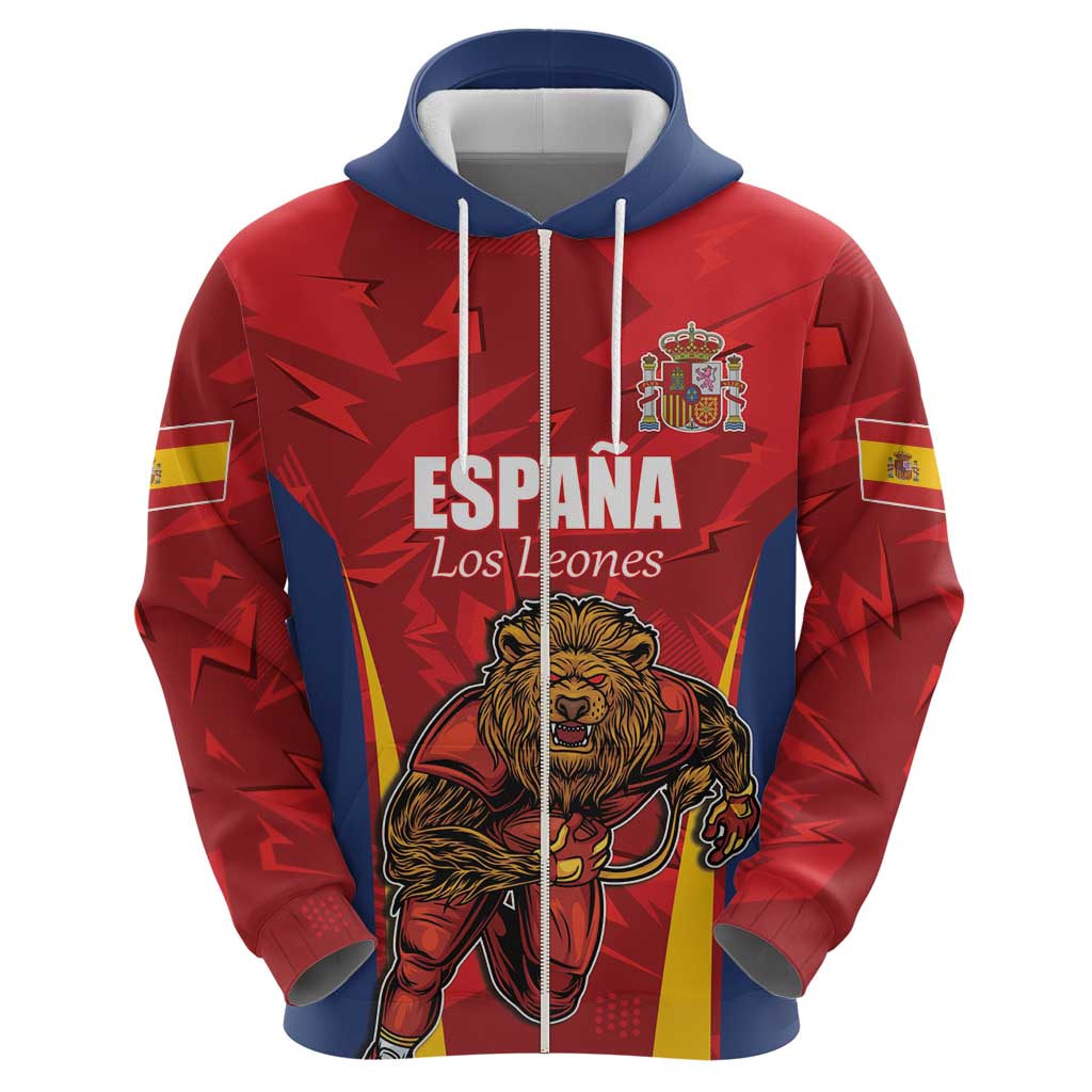 Custom Espana Rugby Spain Hoodie Lion Mascot Come on Los Leones Red Style LT17