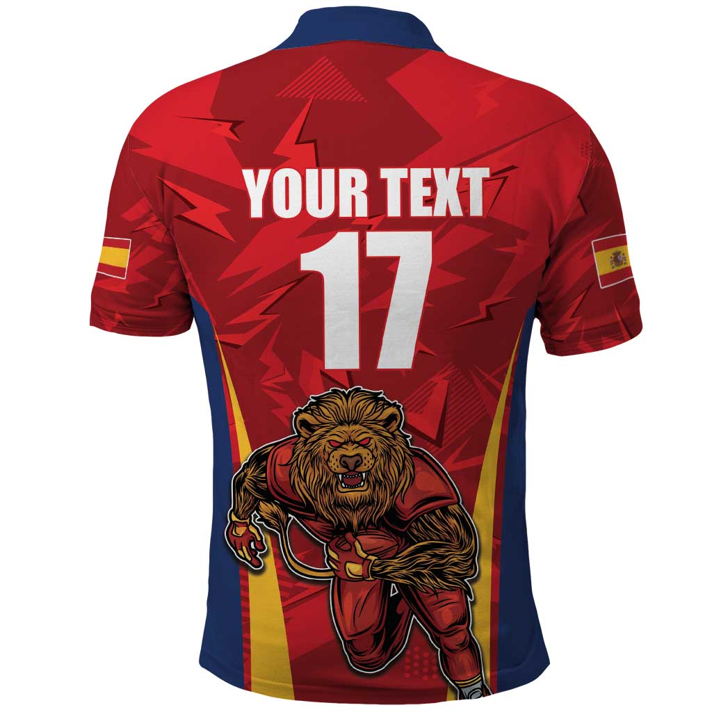 Custom Espana Rugby Spain Polo Shirt Lion Mascot Come on Los Leones Red Style LT17