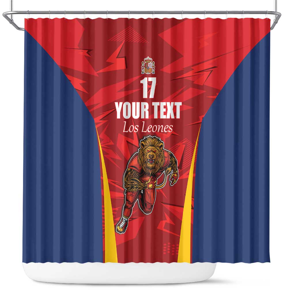 Custom Espana Rugby Spain Shower Curtain Lion Mascot Come on Los Leones Red Style LT17