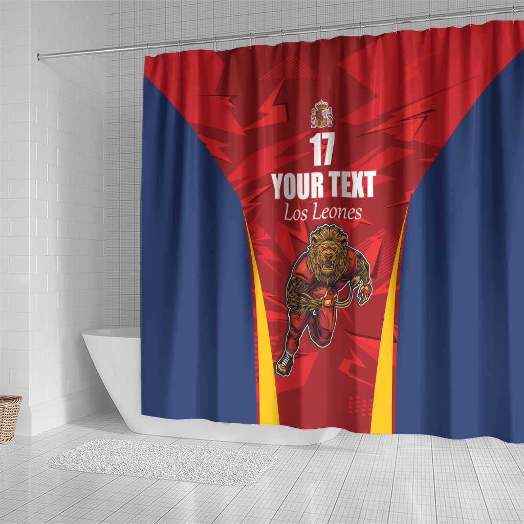 Custom Espana Rugby Spain Shower Curtain Lion Mascot Come on Los Leones Red Style LT17