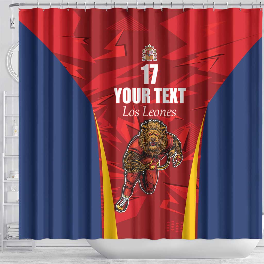 Custom Espana Rugby Spain Shower Curtain Lion Mascot Come on Los Leones Red Style LT17