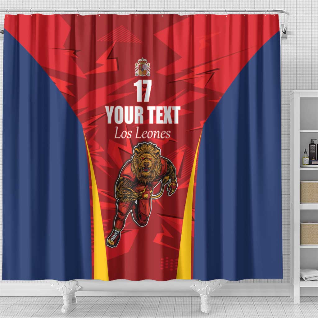 Custom Espana Rugby Spain Shower Curtain Lion Mascot Come on Los Leones Red Style LT17