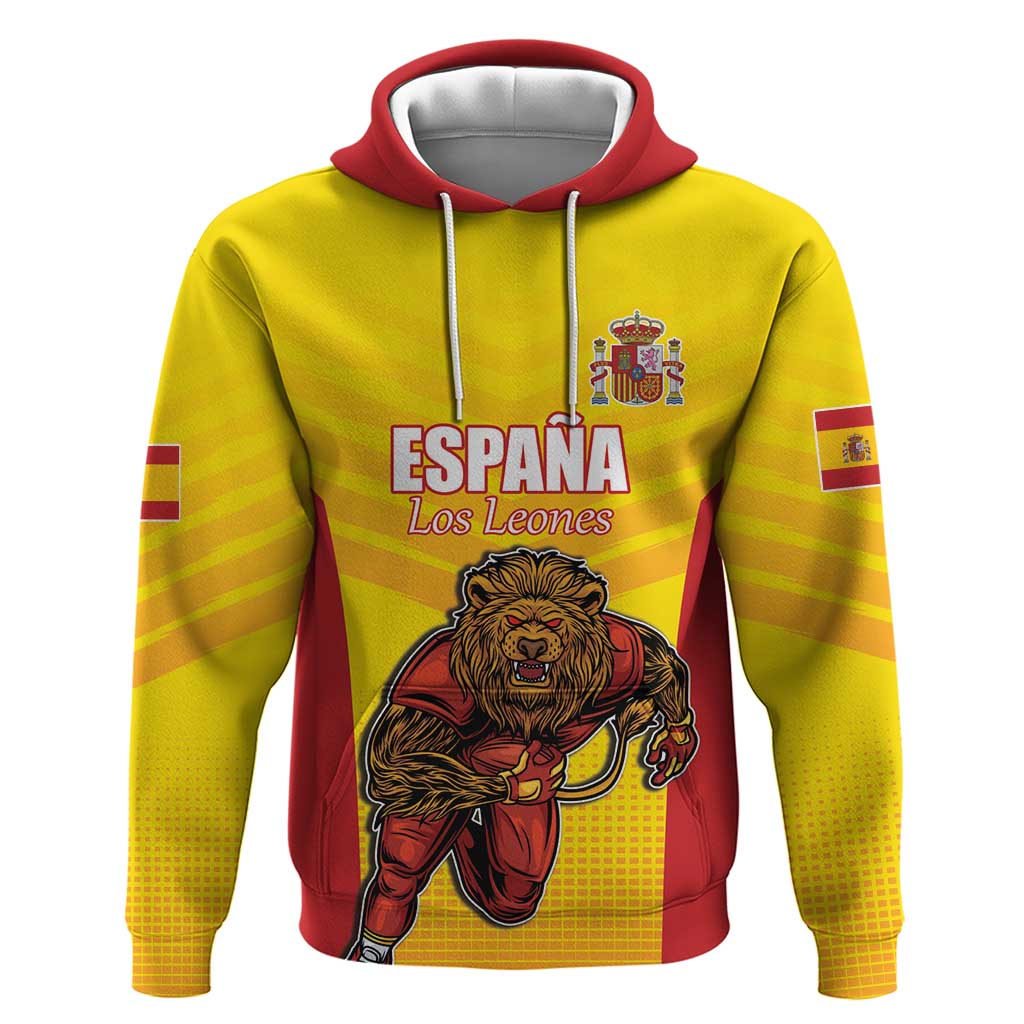 Custom Espana Rugby Spain Hoodie Lion Mascot Come on Los Leones Yellow Style LT17