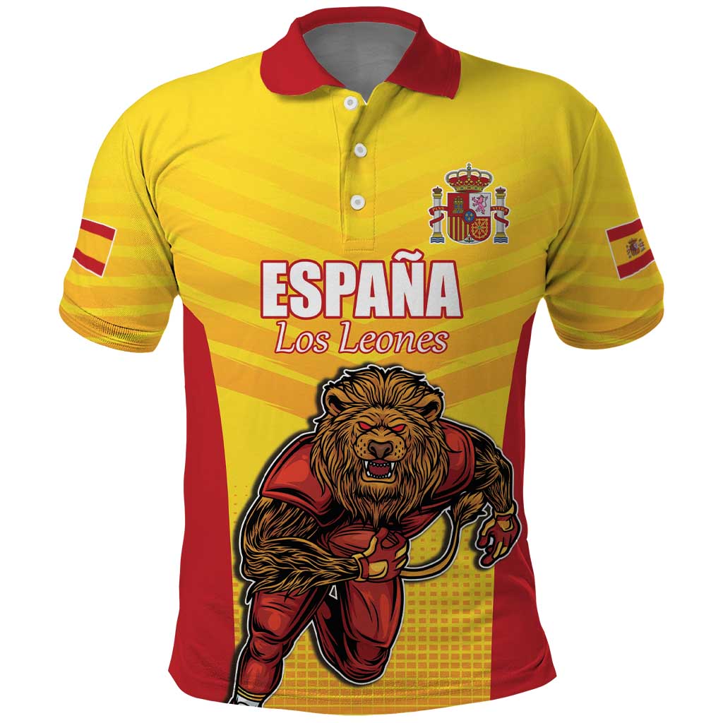 Custom Espana Rugby Spain Polo Shirt Lion Mascot Come on Los Leones Yellow Style LT17