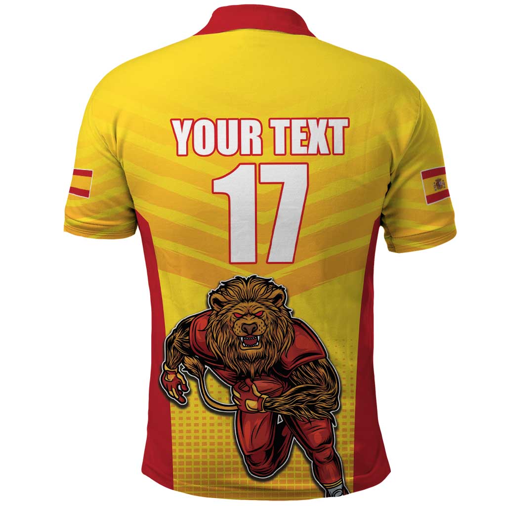 Custom Espana Rugby Spain Polo Shirt Lion Mascot Come on Los Leones Yellow Style LT17