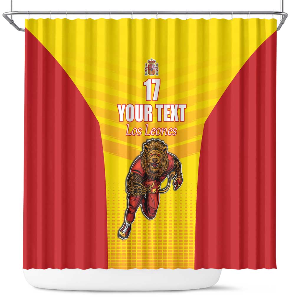 Custom Espana Rugby Spain Shower Curtain Lion Mascot Come on Los Leones Yellow Style LT17
