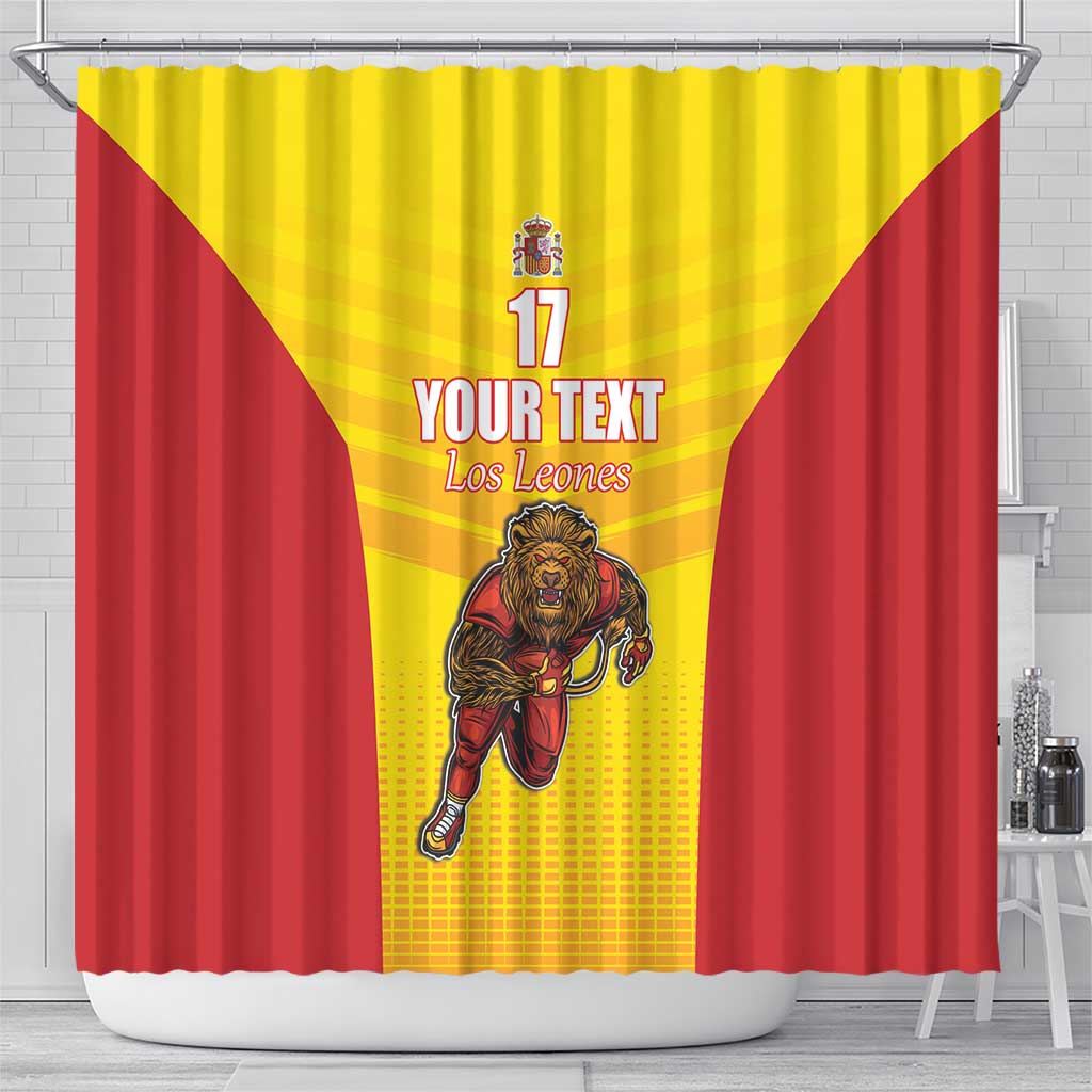 Custom Espana Rugby Spain Shower Curtain Lion Mascot Come on Los Leones Yellow Style LT17