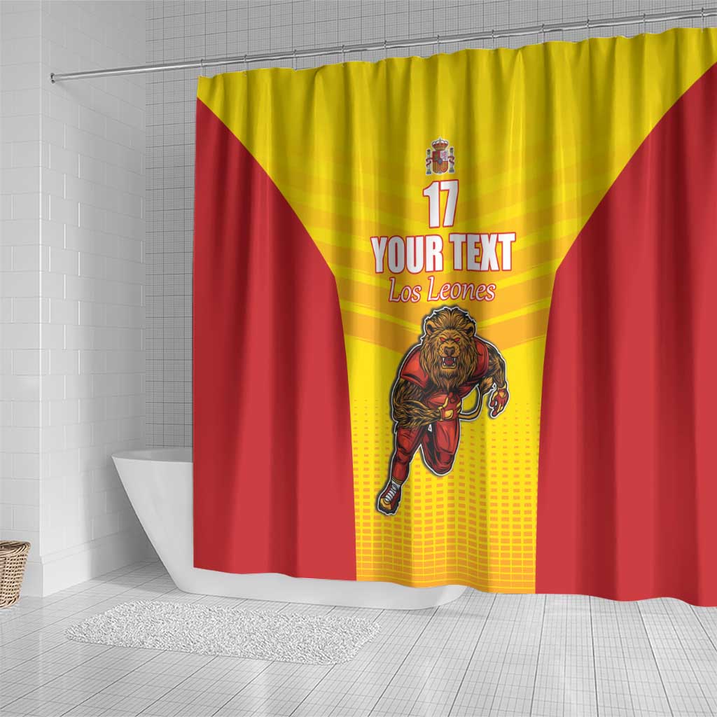 Custom Espana Rugby Spain Shower Curtain Lion Mascot Come on Los Leones Yellow Style LT17