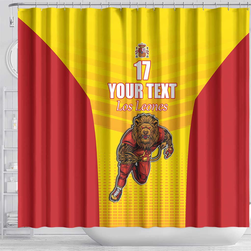 Custom Espana Rugby Spain Shower Curtain Lion Mascot Come on Los Leones Yellow Style LT17