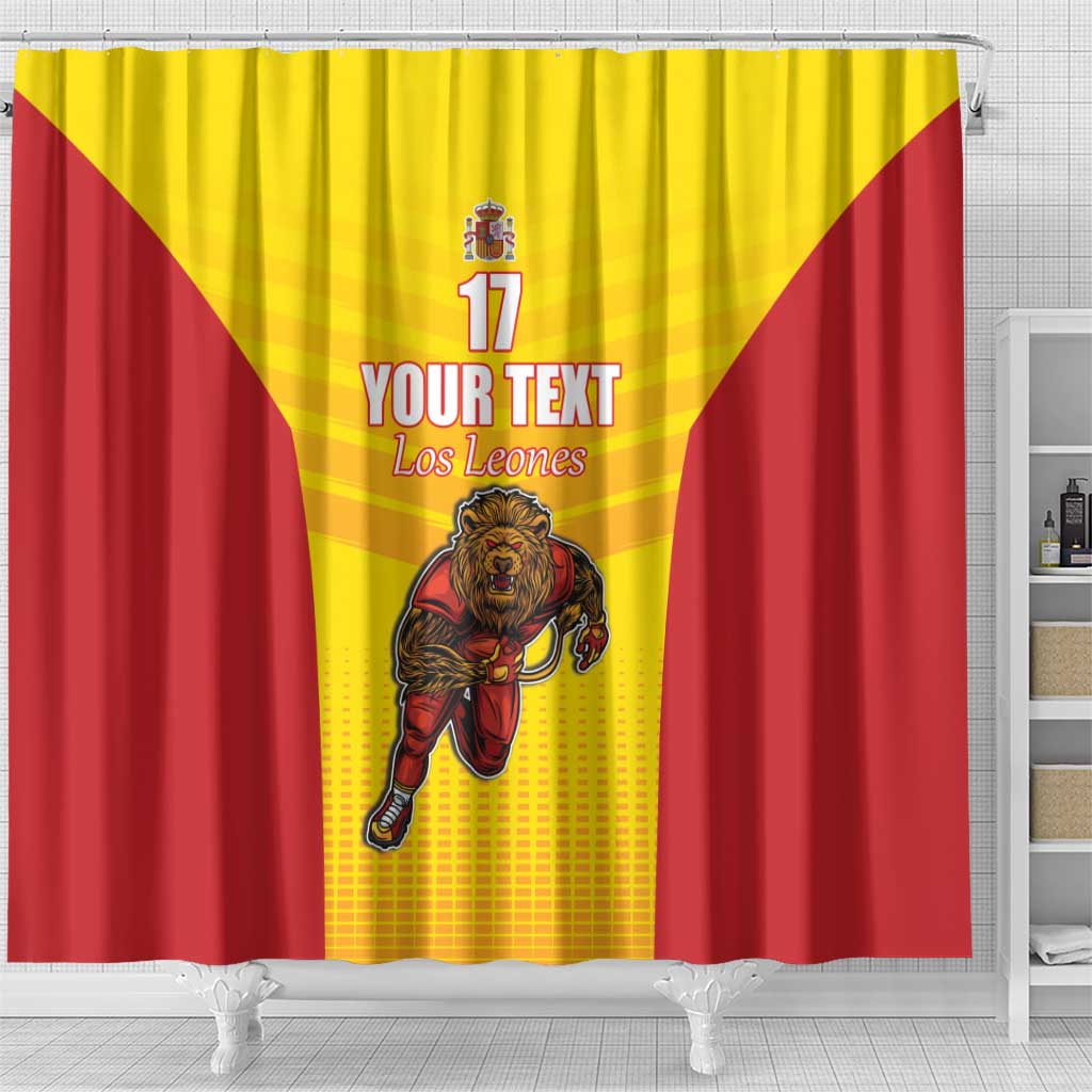 Custom Espana Rugby Spain Shower Curtain Lion Mascot Come on Los Leones Yellow Style LT17