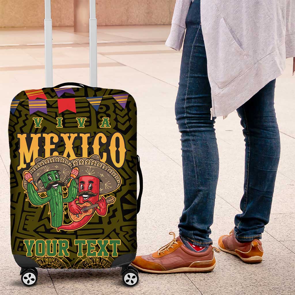 Personalized Mexico Cinco De Mayo Luggage Cover Chilli Pepper and Cactus LT17