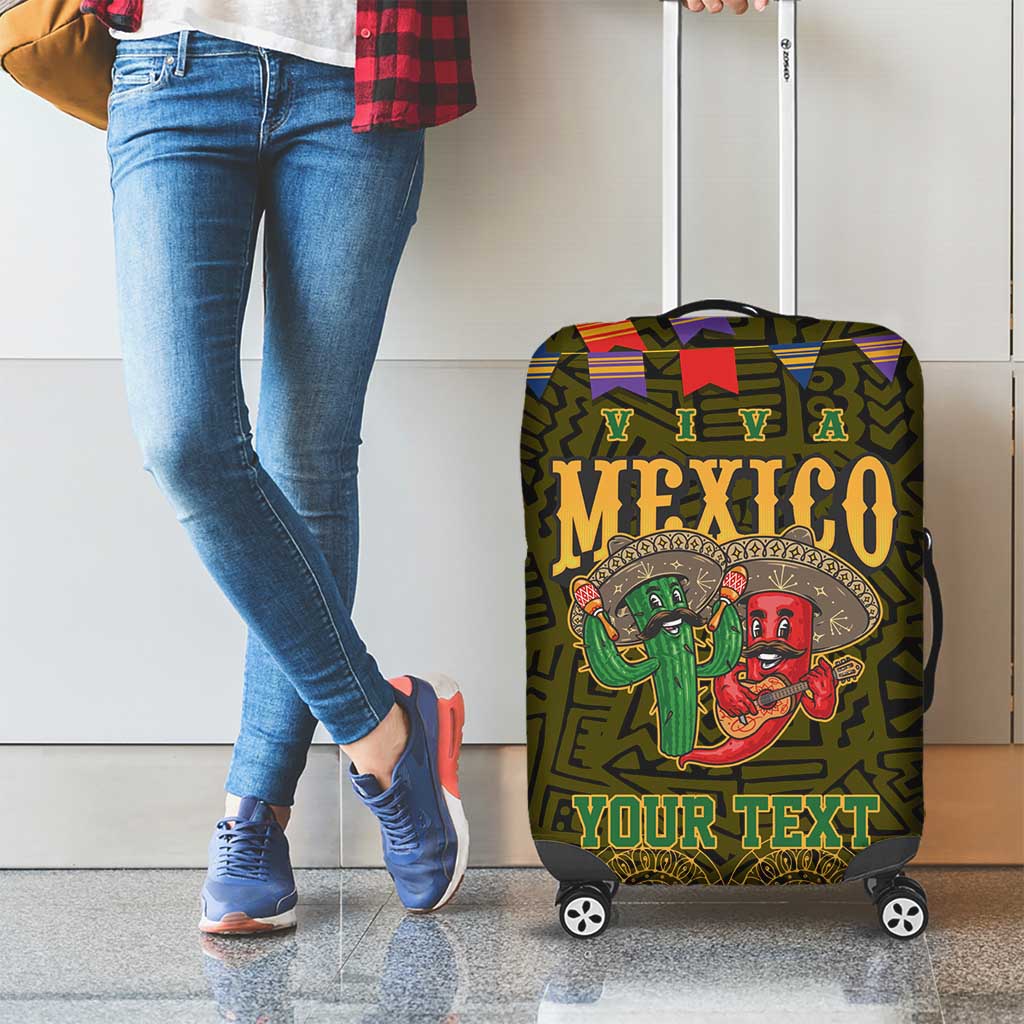 Personalized Mexico Cinco De Mayo Luggage Cover Chilli Pepper and Cactus LT17