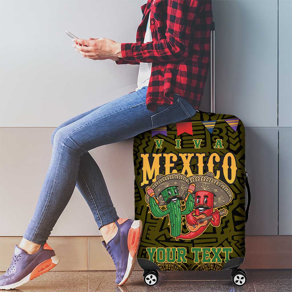 Personalized Mexico Cinco De Mayo Luggage Cover Chilli Pepper and Cactus LT17