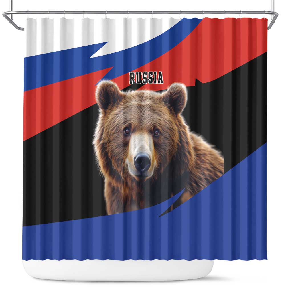 Russia Brown Bear and Chamomile Flower Shower Curtain LT17