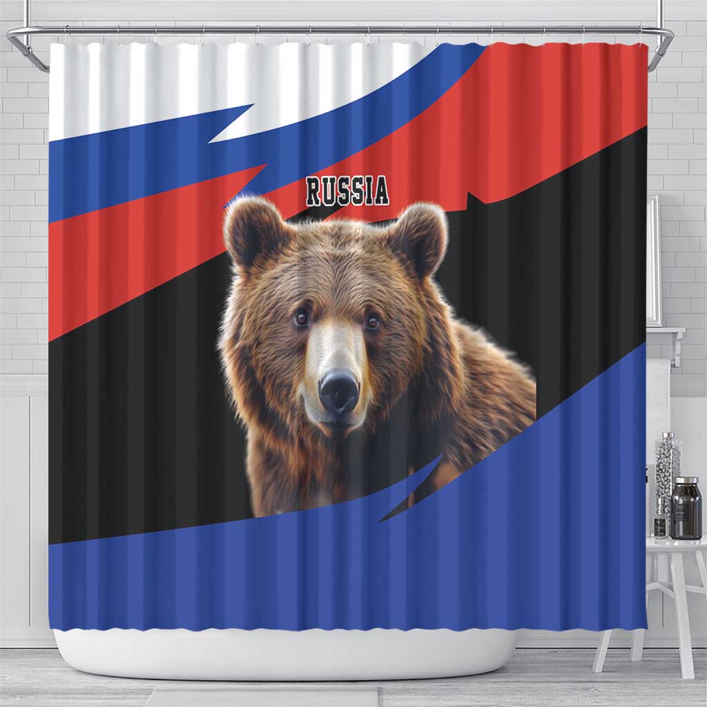 Russia Brown Bear and Chamomile Flower Shower Curtain LT17