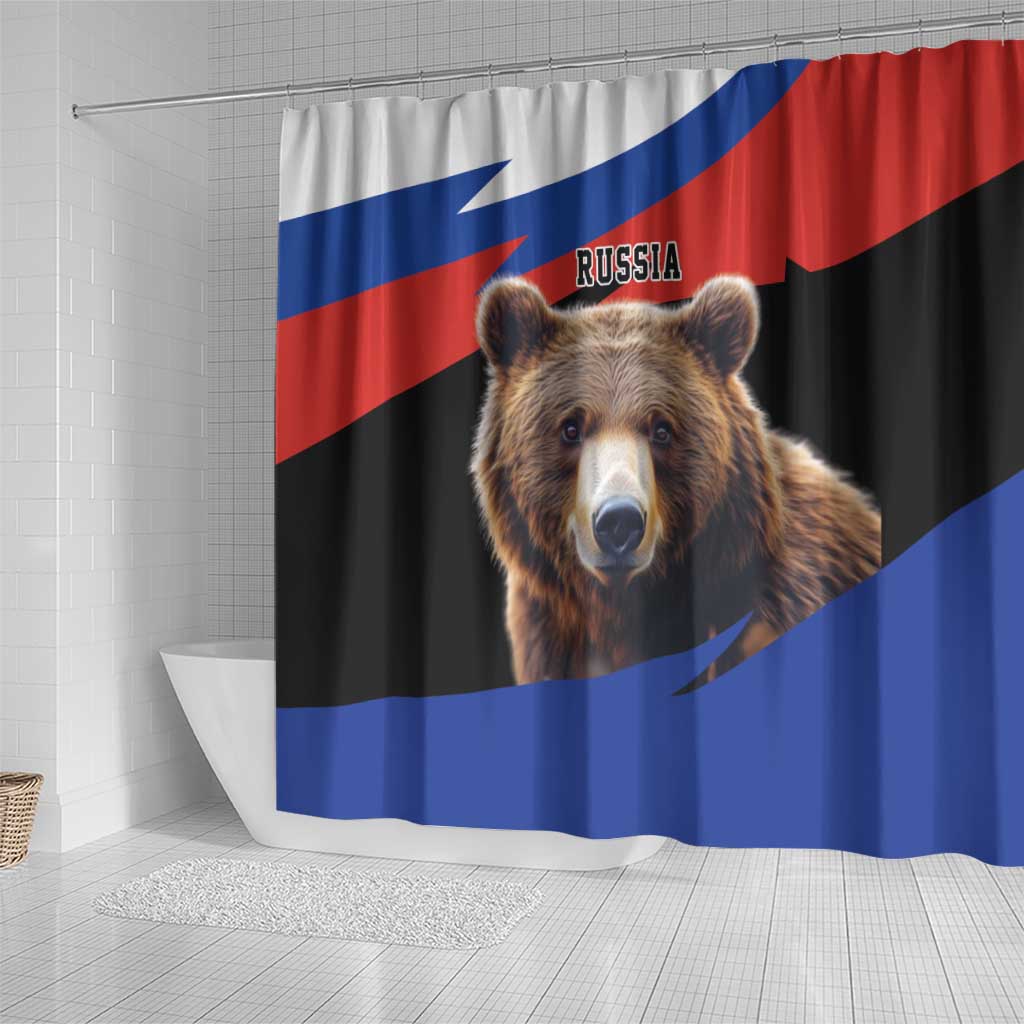 Russia Brown Bear and Chamomile Flower Shower Curtain LT17