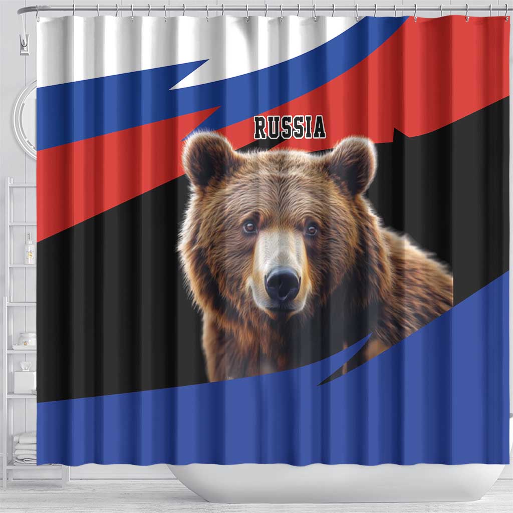 Russia Brown Bear and Chamomile Flower Shower Curtain LT17