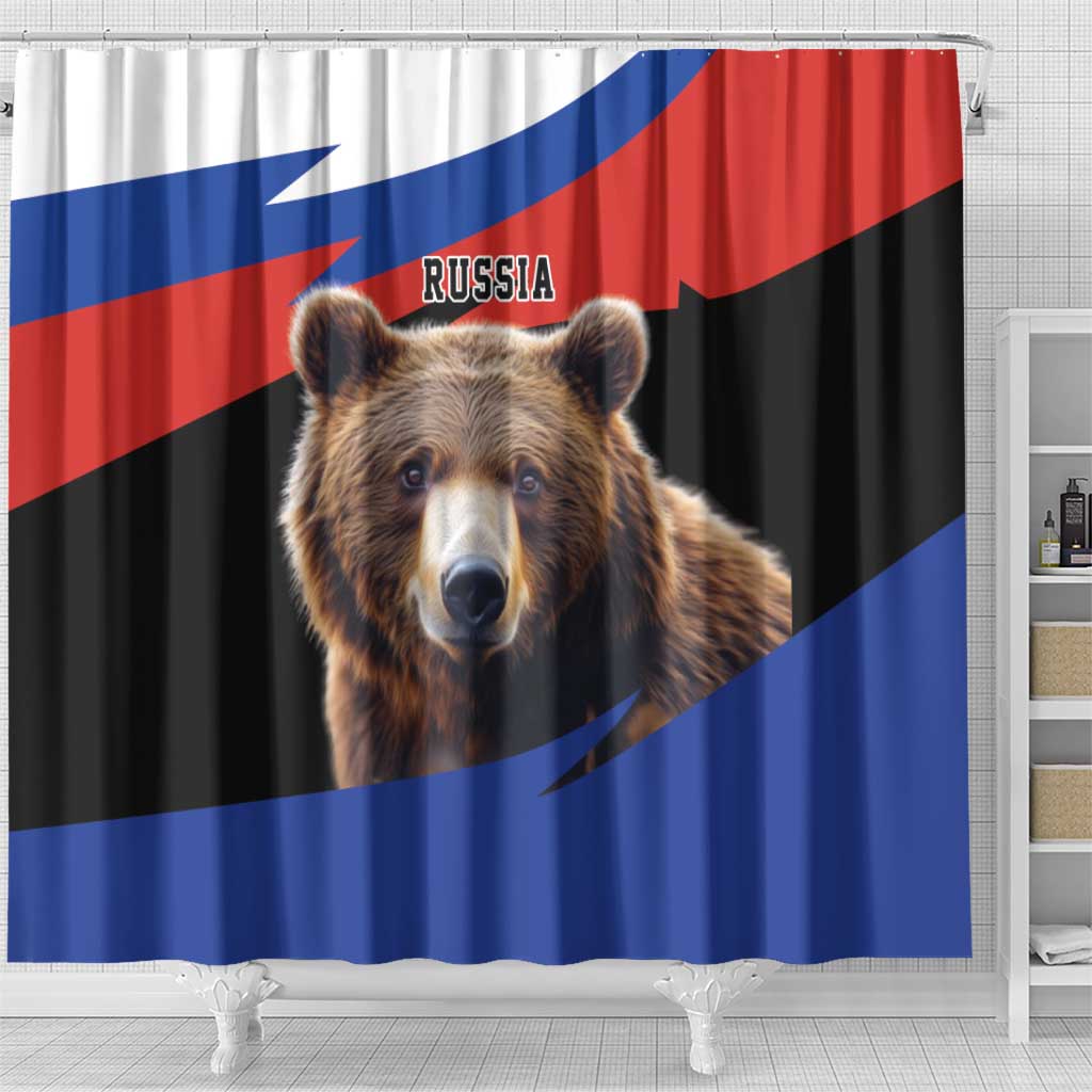 Russia Brown Bear and Chamomile Flower Shower Curtain LT17