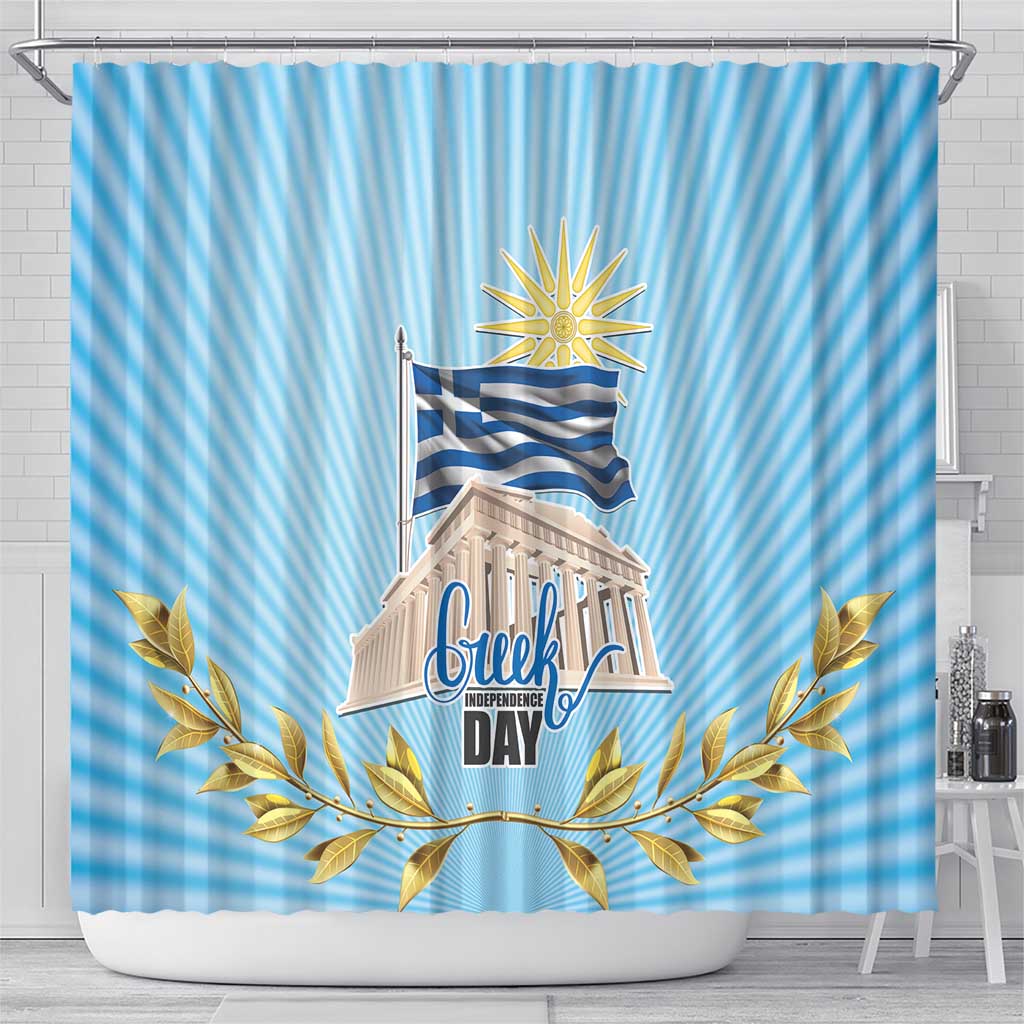 Greece Independence Day Shower Curtain 25th March Vergina Sun LT17