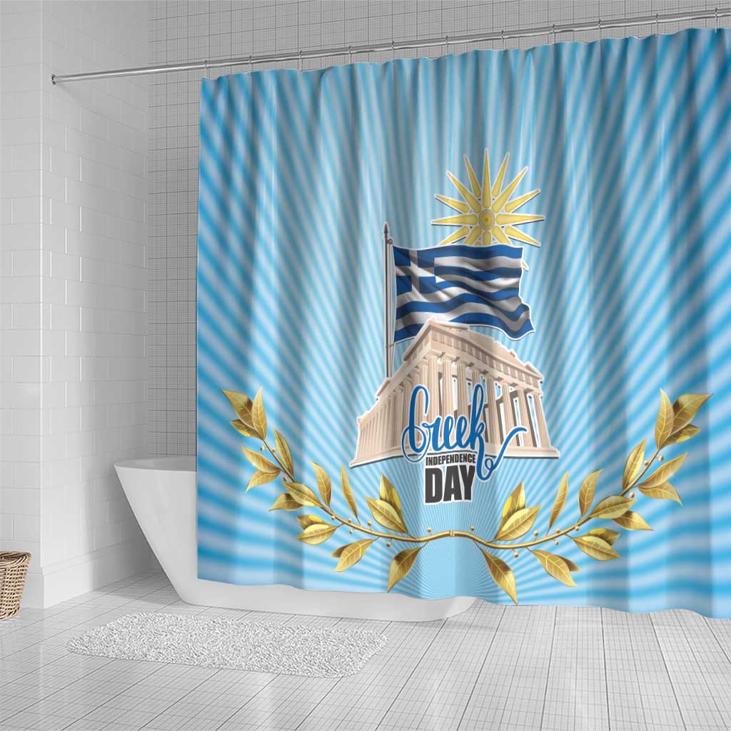 Greece Independence Day Shower Curtain 25th March Vergina Sun LT17