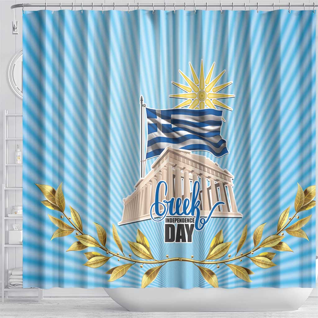 Greece Independence Day Shower Curtain 25th March Vergina Sun LT17