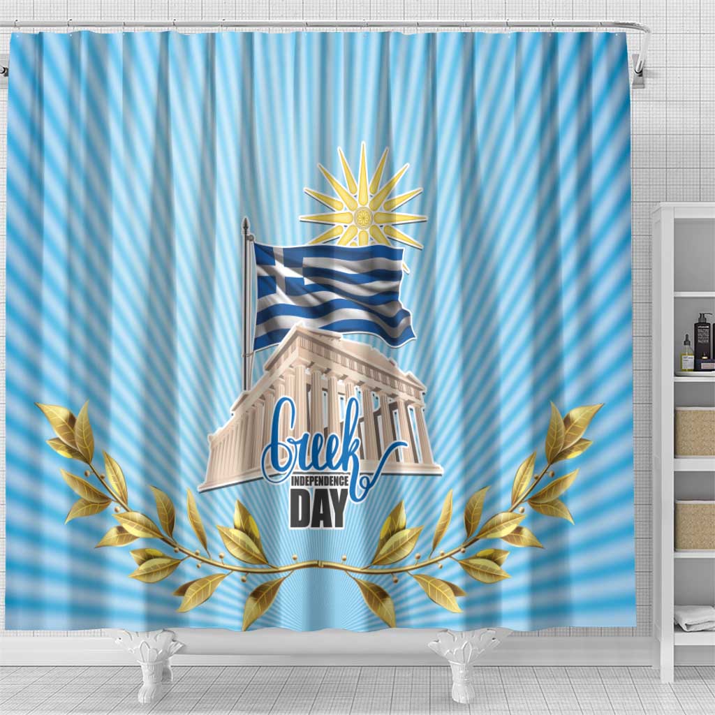 Greece Independence Day Shower Curtain 25th March Vergina Sun LT17
