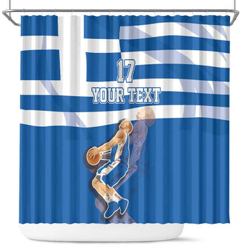 Custom Greece Basketball Shower Curtain Sporty Style with Laurel LT17