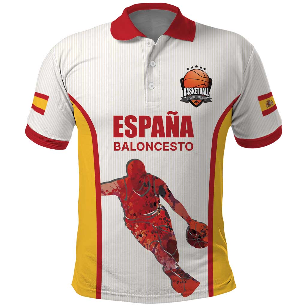 Custom Espana Basketball Spain Polo Shirt Baloncesto Come on La Roja White Style LT17