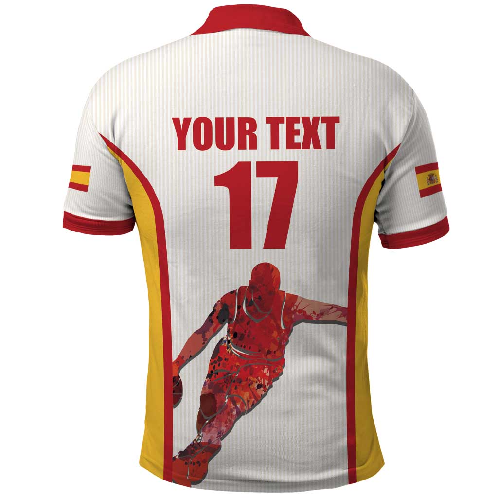 Custom Espana Basketball Spain Polo Shirt Baloncesto Come on La Roja White Style LT17