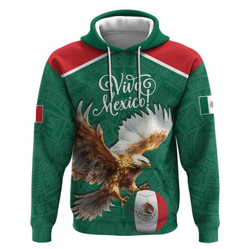 Personalized Viva Mexico Football Hoodie Mexican Eagle Mascot with Sporty Style LT17