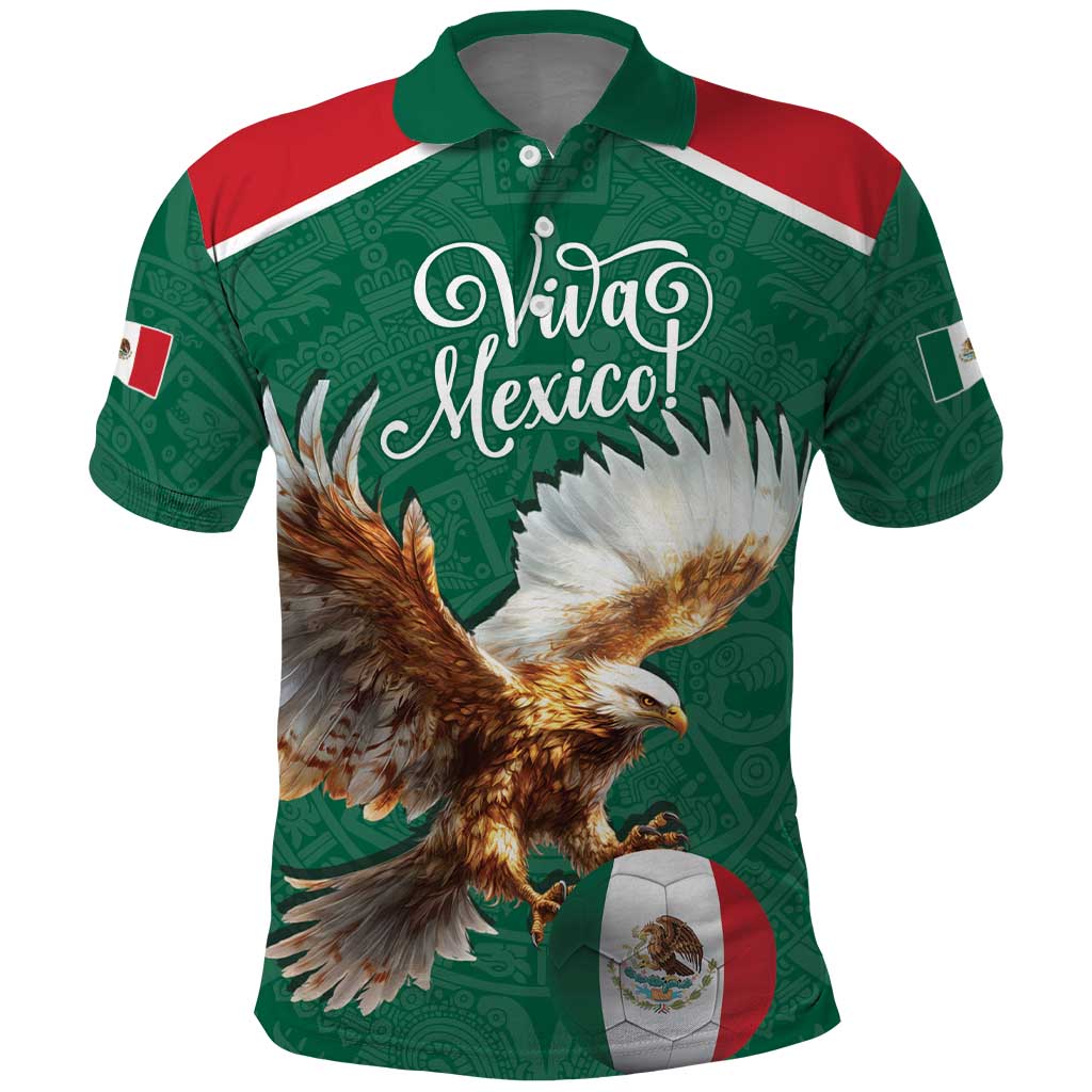 Personalized Viva Mexico Football Polo Shirt Mexican Eagle Mascot with Sporty Style LT17