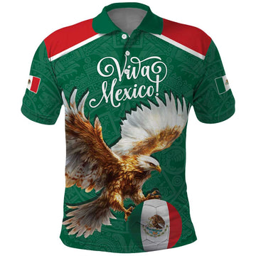 Personalized Viva Mexico Football Polo Shirt Mexican Eagle Mascot with Sporty Style LT17