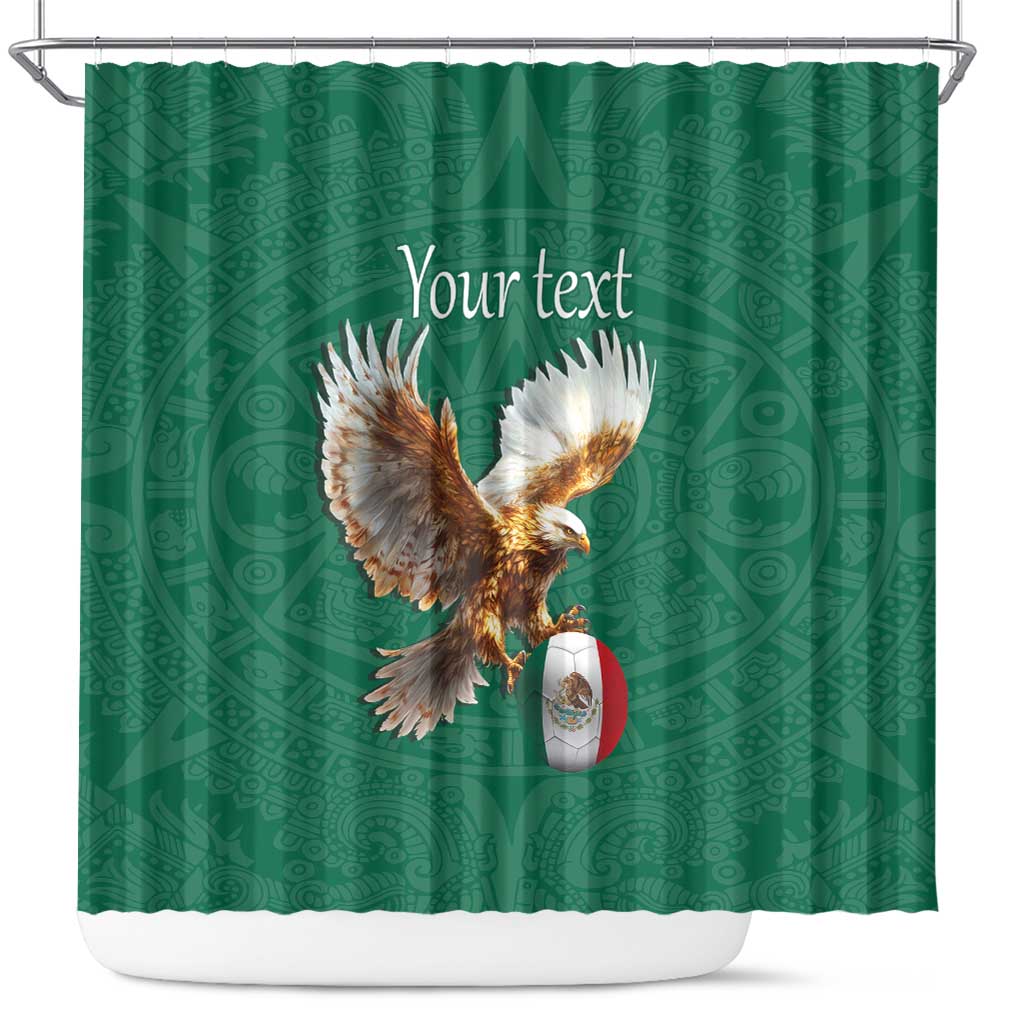 Personalized Viva Mexico Football Shower Curtain Mexican Eagle Mascot with Sporty Style LT17