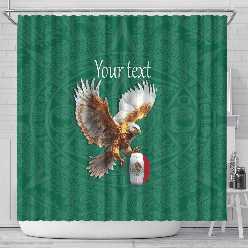Personalized Viva Mexico Football Shower Curtain Mexican Eagle Mascot with Sporty Style LT17