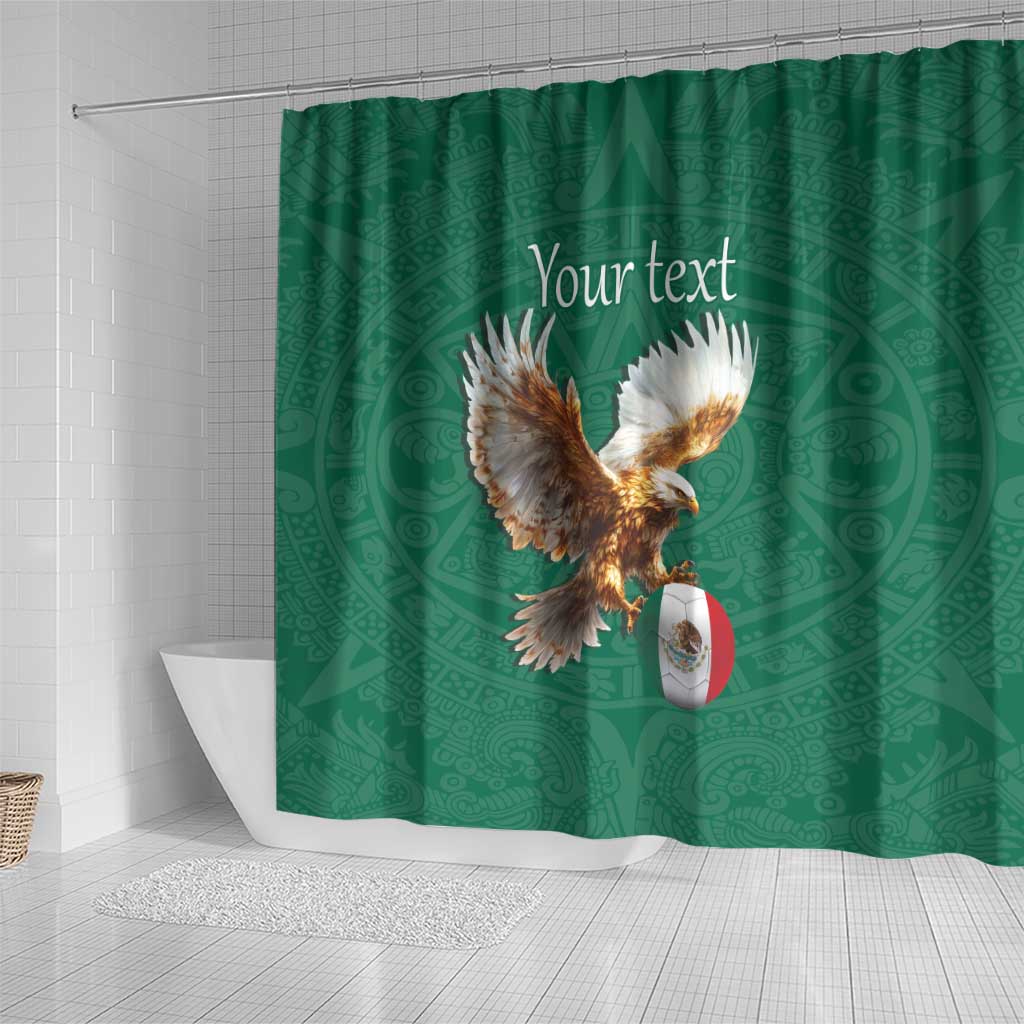 Personalized Viva Mexico Football Shower Curtain Mexican Eagle Mascot with Sporty Style LT17
