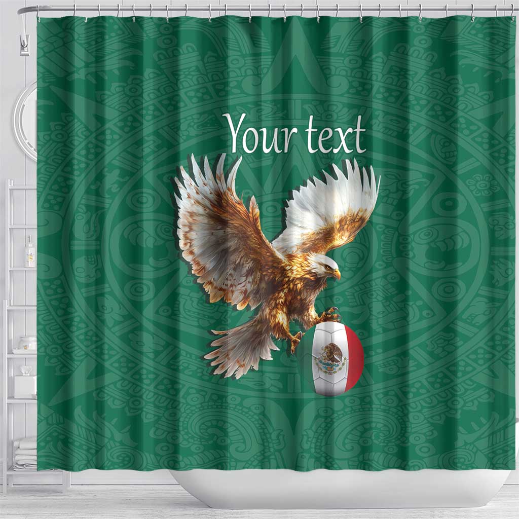Personalized Viva Mexico Football Shower Curtain Mexican Eagle Mascot with Sporty Style LT17