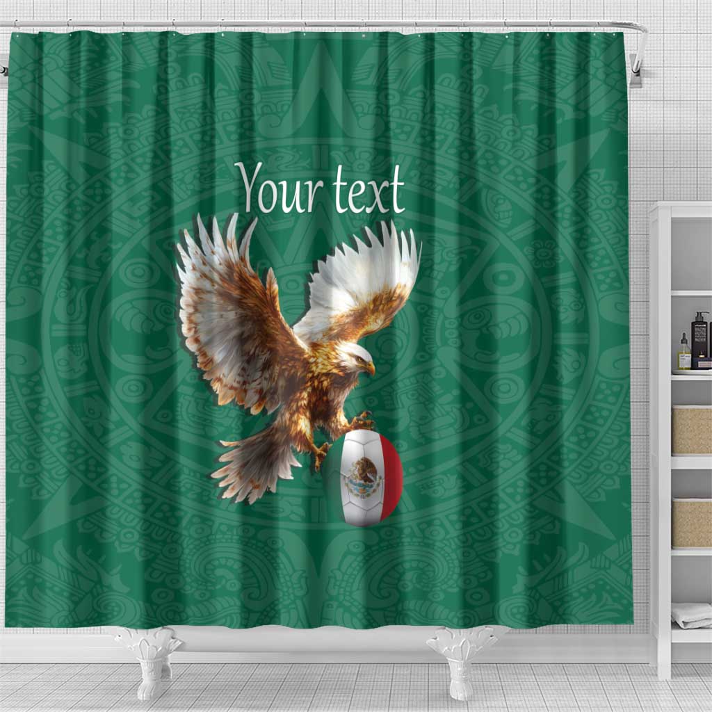 Personalized Viva Mexico Football Shower Curtain Mexican Eagle Mascot with Sporty Style LT17
