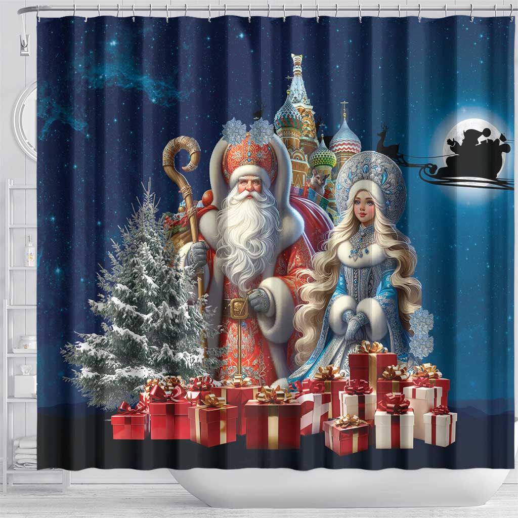 Russia Ded Moroz and Snegurochka Shower Curtain Orthodox Christmas Slavic Mythology LT17